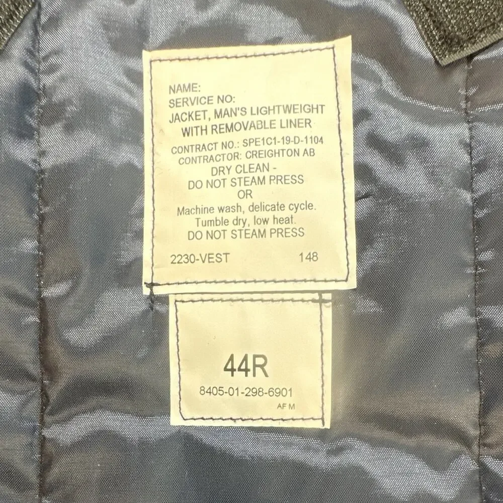 Defense Logistics Agency USAF Men’s Blue Full Zip Jacket Removable Liner 44R